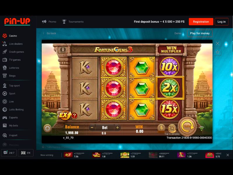 Bonusy a propagační akce v kasinu Pin-Up