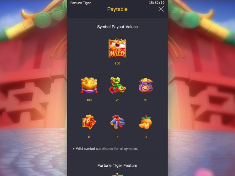 Fortune Tiger Technical Specifications by Pocket Games Soft