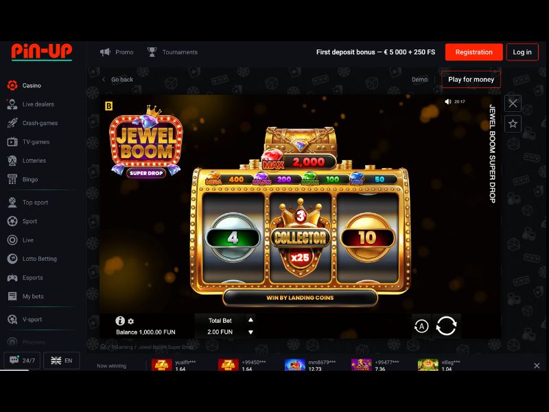 Pin-Up'ta Jewel Boom Super Drop Oynamanın Avantajları