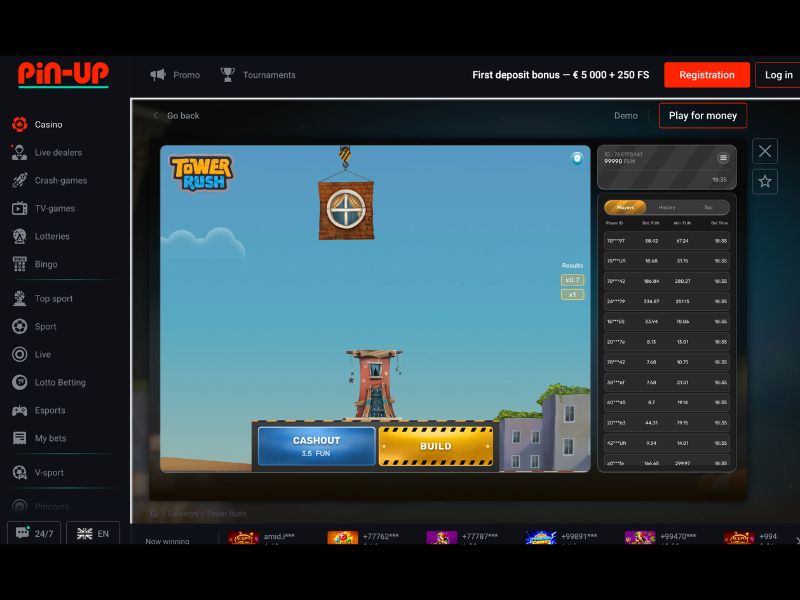 Pin Up Casino da Galaxsys ten Tower Rush